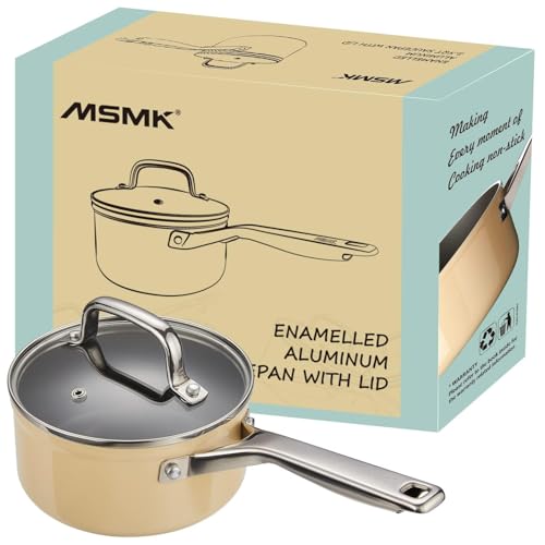 1.5 QT Ceramic Enamel Saucepan with Lid (1.5 QT Yellow)