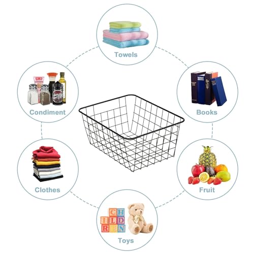 Wire Kitchen Storage Basket 3 Packs (Black)