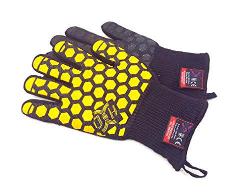 Heat Resistant Oven Glove (Black/Yellow / Regular Cuff)