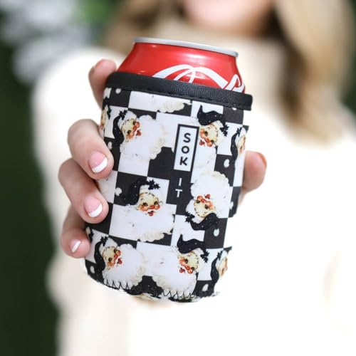 CanSok Sleeve for Beer & Soda Insulated Neoprene Cover (Checkin' It Twice / 12oz Slim Can Sleeve)