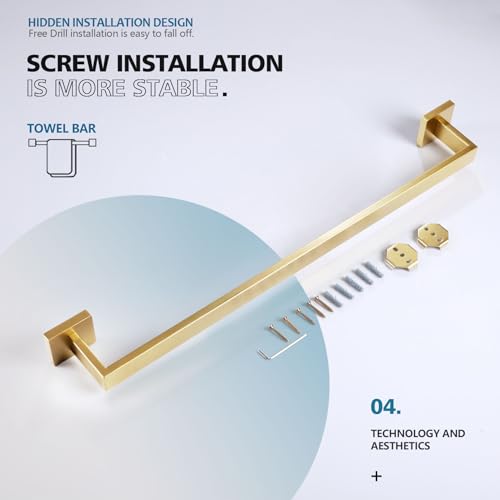 24 Inch Single Towel Bar (Brushed Gold / 24-Inch)