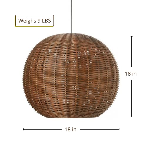 Wicker Ball Pendant Light (Rustic Brown)