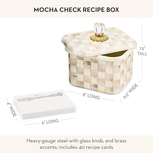Enamel Recipe Box (Mocha Check)