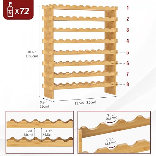 Bamboo Stackable Wine Rack (Natural / 8-Tier)