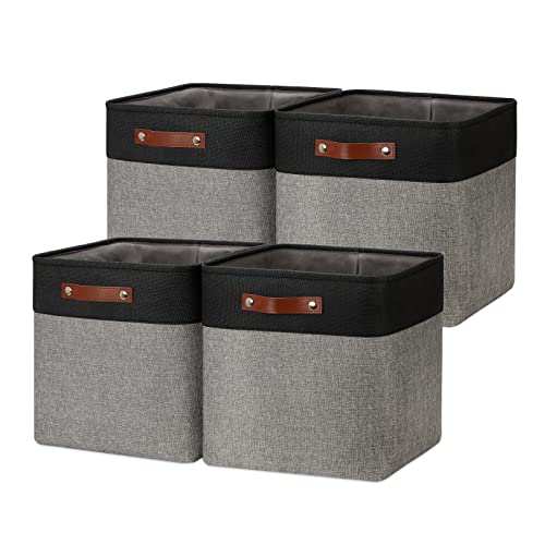 Storage Bins for Organizing (Black&Grey / L-13"x 13"x 13")