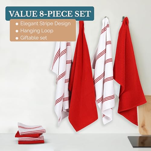 Kitchen Towel Set 8 Pc (Terry - Red / Kitchen Towel Set - 8 Pack)