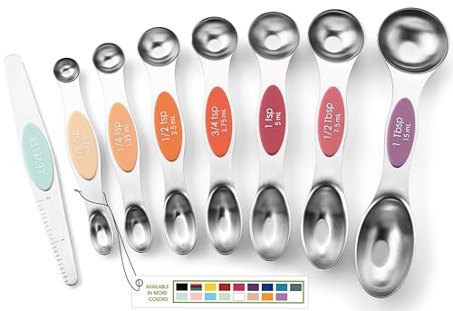Stainless Steel 8 Magnetic Measuring Spoons Set (Desert Sunset / 1-Pack)