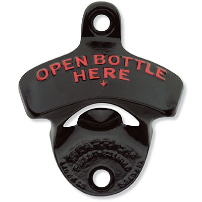 Original Black Open Here Wall Mounted Bottle Opener (Black)