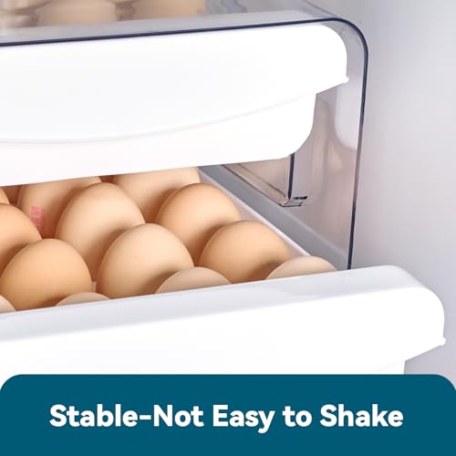 2 Tier Egg Holder for Fridge Container for 40 Eggs with Drawer