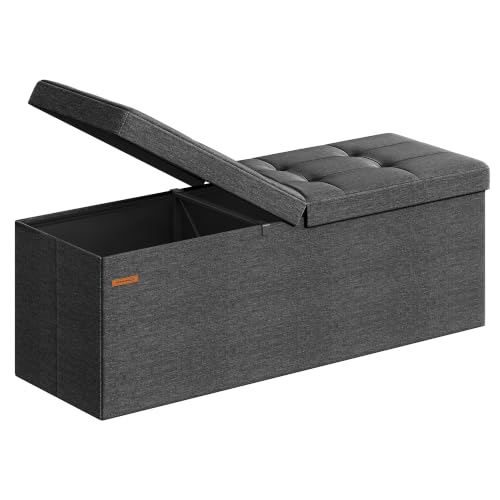 43.3 Inches Storage Ottoman (Dark Gray / 15"D x 43"W x 15"H (with Flipping Lid))