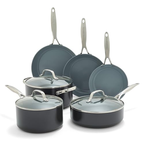 Valencia Pro 9 Piece Cookware Set Ceramic Nonstick Pots & Pans (9 Piece Cookware Set / Gray)
