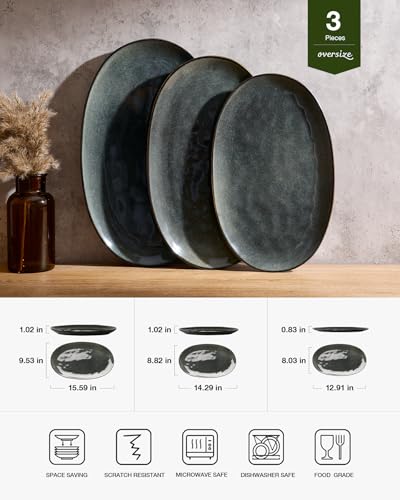 Serving Platters Set of 3 Sizes (Deep Forest)