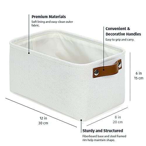 12x8in Canvas Storage Baskets (Full Off-White / Small - 6pc)