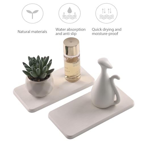 2Pcs Stone Soap Trays Water Absorbing Diatomite Coaster (White / 7.1" x 3.5")