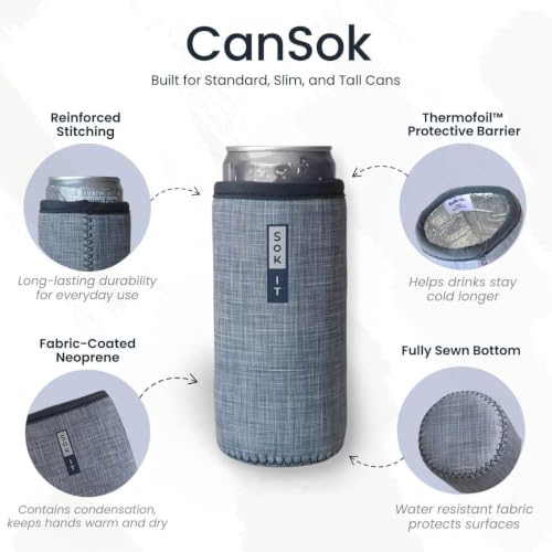 CanSok Sleeve for Beer & Soda Insulated Neoprene Cover (Bloom at Night / 12oz Slim Can Sleeve)