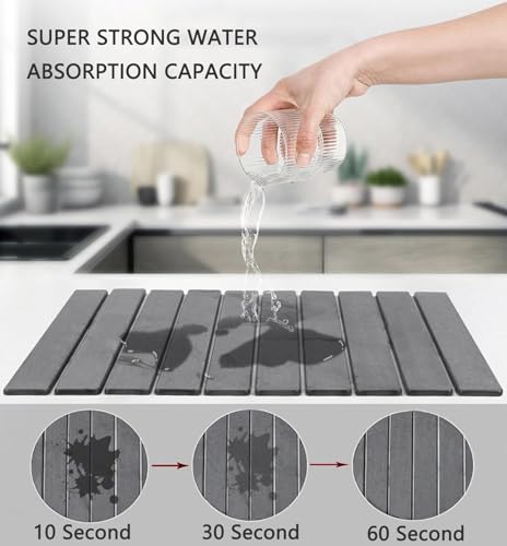Stone Drying Mat for Kitchen Counter (Dark Gray B / 23.6" x 15.4")