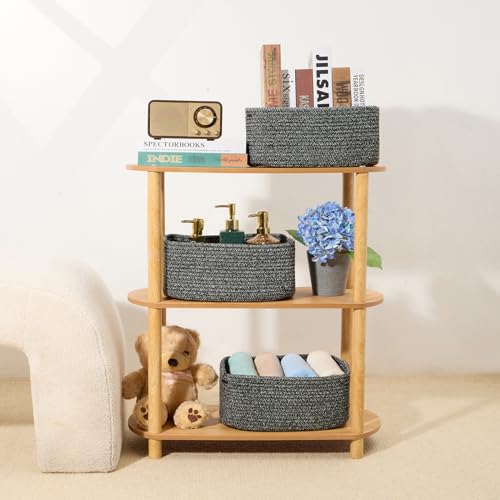 Small Storage Baskets for Organizing (4pcs-L13xW8.5xH5.1" / Dark Gray)