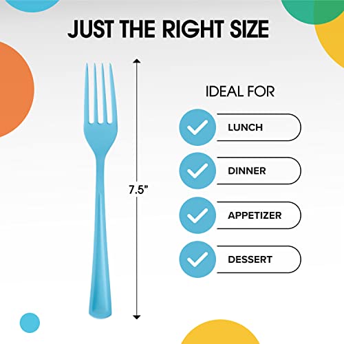 Light Blue Plastic Forks 200 Pcs Light Blue Forks Disposable Utensils Heavy Duty Plastic Cutlery Set Disposable Cutlery Sets Flatware Sets Silverware Set Party Supplies & Party Tableware (Light Blue / Forks)