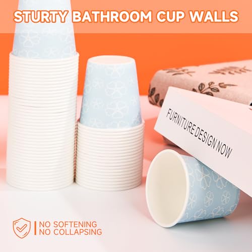 100 Pack 3 oz Bathroom Paper Cups for Mouthwash (Mist blue / 3 oz)