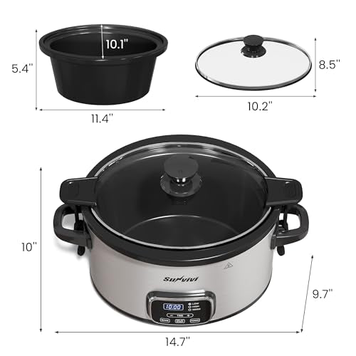 4QT Programmable Slow Cooker with Locking Lid (4 Quarts / Silver)