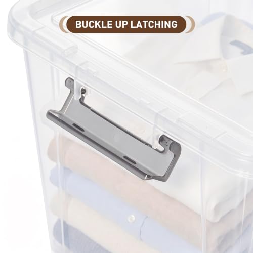 6 Packs 17 QT Plastic Storage Bins with Lids Large Stackable Storage Containers for Organizing Clear Storage Box for Garage (17 Qt. - 6 Packs / Clear White)