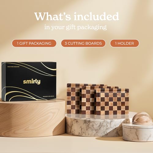 Cutting Board for Kitchen (Checkered / 4-Piece)