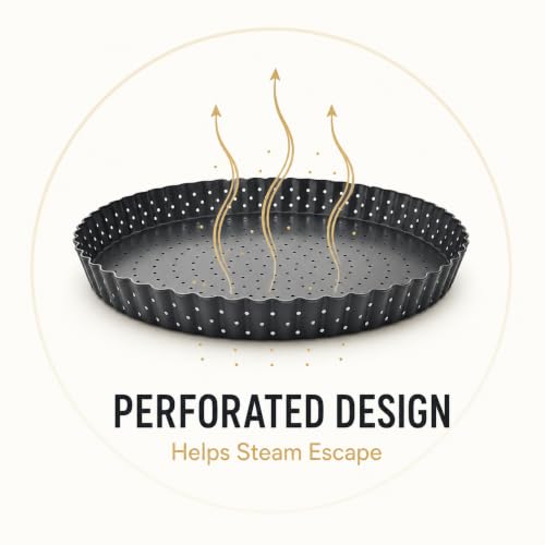 10 Inch Perforated Quiche Pan for Crispy Crust. Removable Bottom (10.2*1.2IN)