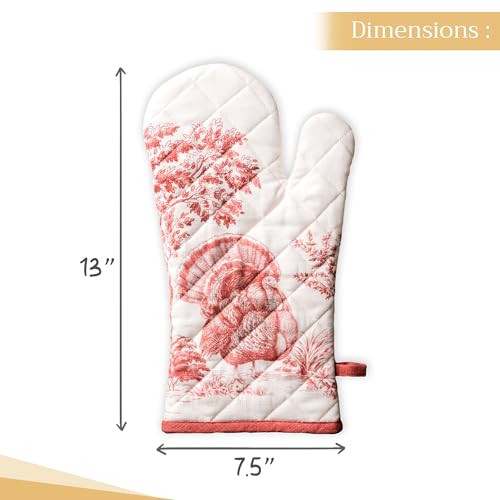 Maison d'Hermine Oven Gloves 100% Cotton Oven Mitt (119 - Holy Jouy - Red / 7.5" x 13" (Oven Mitt))