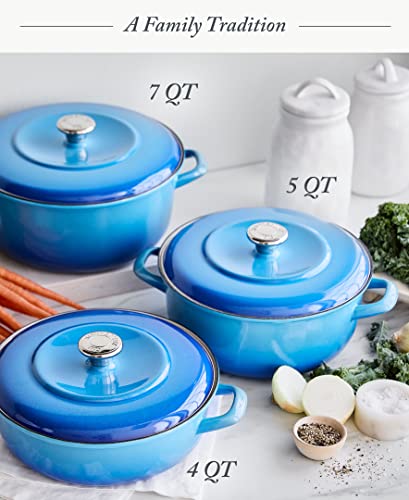 7QT Round Dutch Oven Casserole Pot with Lid (7QT Covered Casserole / Caribbean Blue)