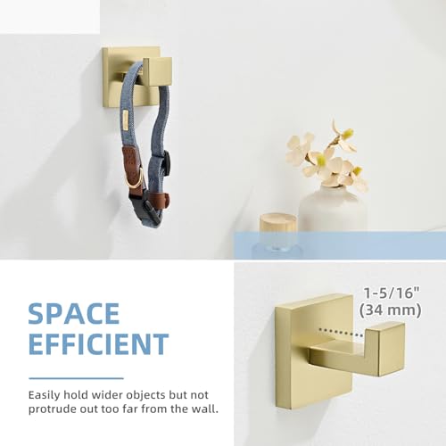 Bathroom Towel Hook for Wall (1 Pack / Brushed Gold)