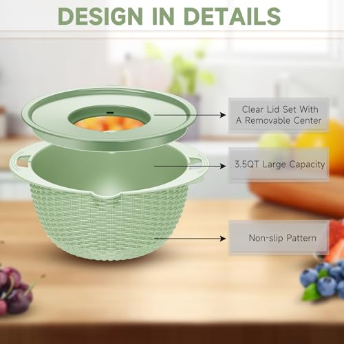 4 1 Strainer with Bowl & Spoons Set (Green)