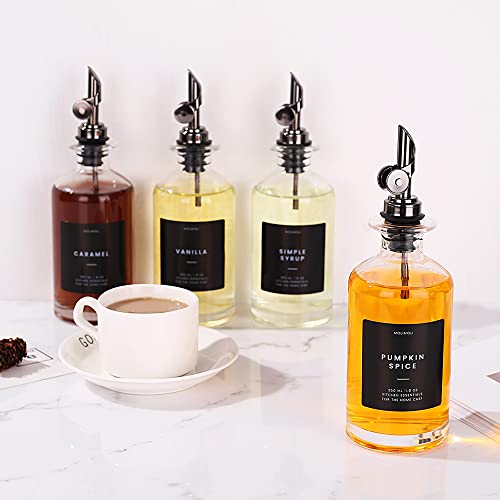 Oil and Vinegar Dispenser with Metal Pour Spout (350ml, Set of 2 Bottles / Black)
