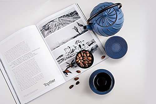 Japanese Cast Iron Tea Kettle with Infuser for Loose Leaf and Tea Bags (1.3 Quarts / Navy Blue)