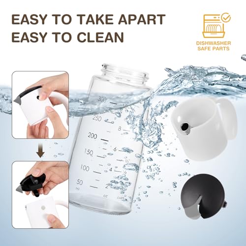 Olive Oil Dispenser Bottle Auto Flip 10 oz (White)
