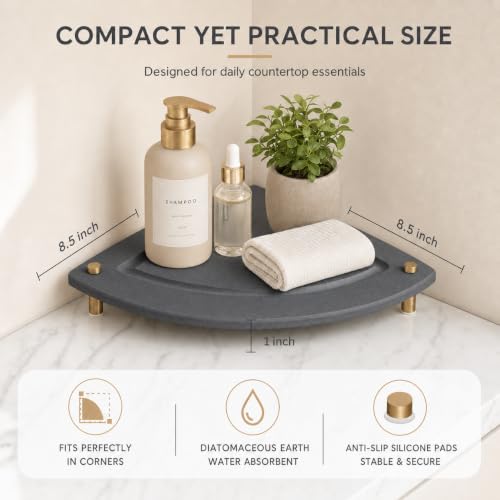 Corner Counter Shelf (8.5"x 8.5" - Gray - Fan-shaped)