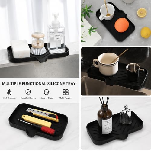 Silicone Soap Dish with Drain Spout (Black / M(9.6"×5.3"))