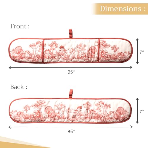 Double Oven Mitts 100% Cotton Double Oven Glove (119 - Holy Jouy - Red / 7" x 35" (Double Oven Mitt))