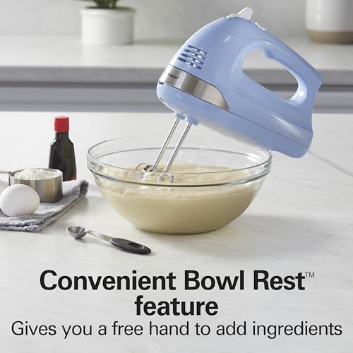 6 Speed Electric Hand Mixer With Easy Clean Beaters (Blue / Powerful 275 Watt Motor)
