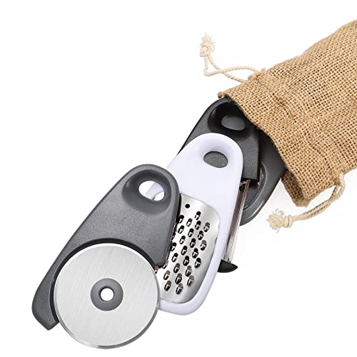 5 Pieces Kitchen Gadgets Set with Storage Bag (Black White Gray 4pcs)