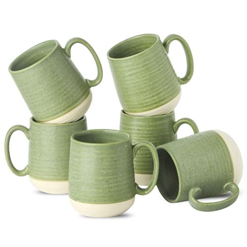Stoneware Coffee Mugs Set of 6 (Green / Set of 6)