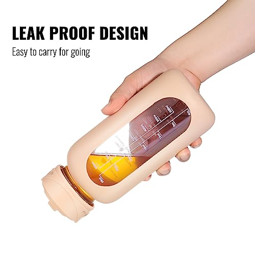 64 oz Glass Water Bottle with Straw (Smog Blue / 64 Ounces)