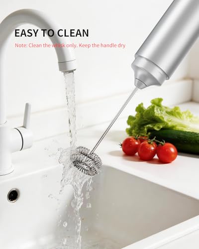Rechargeable Milk Frother Handheld (Silver)