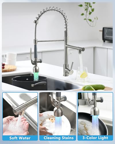 Commercial Pull Down Sprayer Brushed Nickel Kitchen Faucet (Brushed Nickel)