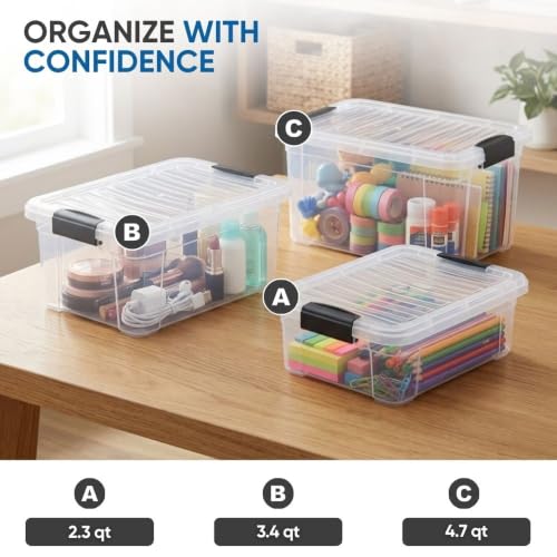 3.4 Quart Clear Plastic Storage Boxes with Lids (3.4 Quart)