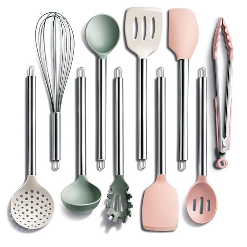 Silicone Cooking Utensils (Mint / 10 Pieces)