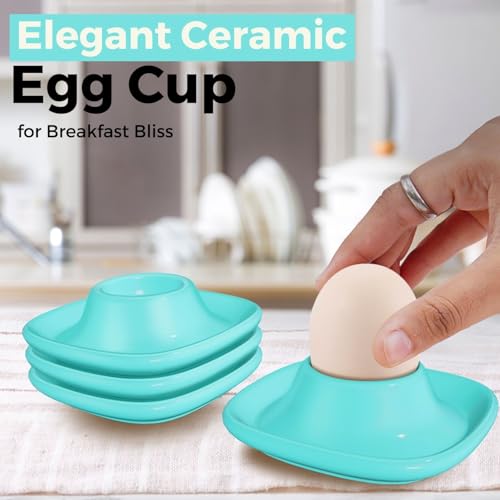 Soft Boiled Egg Cups (4 Pack / Square Style, Blue)