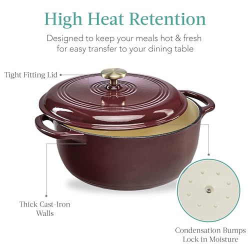 7.5 Quart Enamel Cast (Cabernet Red / 7.5qt Round)