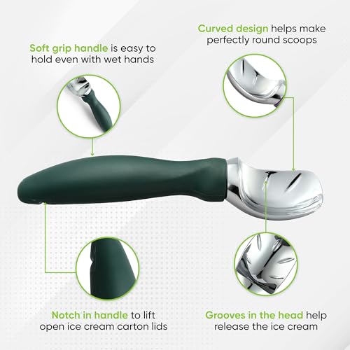 Heavy Duty Ice Cream Scoop with Soft Grip Handle