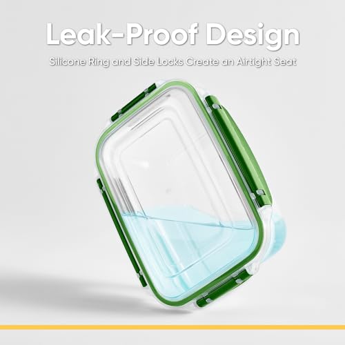 Plastic Food Storage Containers with Airtight Lids (80 oz / Green)