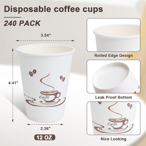 240 Pack 12 oz Coffee Cups (White / 12OZ-240PACK)